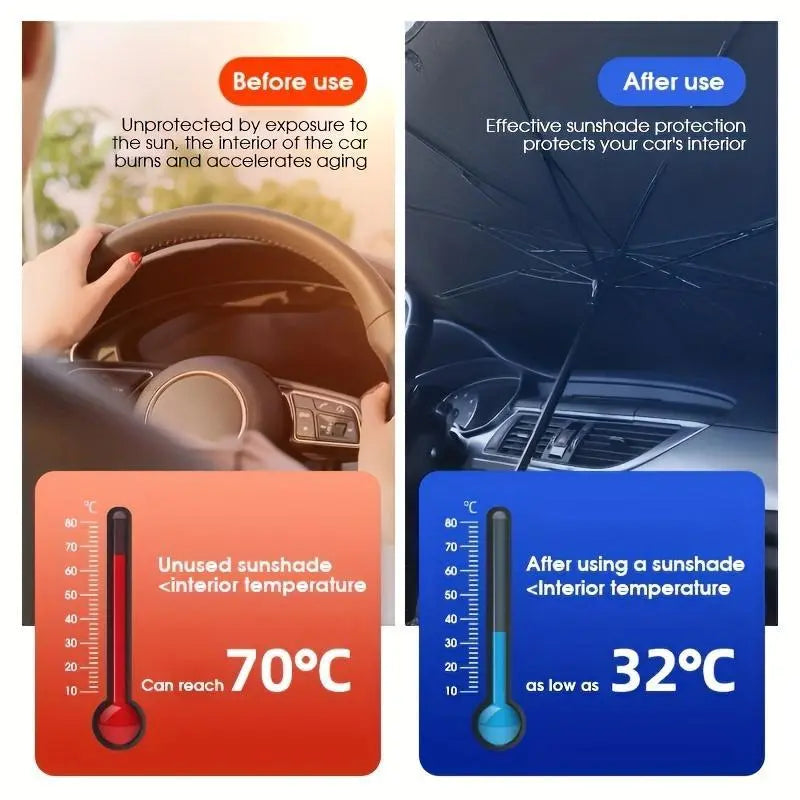 Windshield Sunshade Umbrella, Blocks UV & Heat, Pop-Open Design, Universal Fit