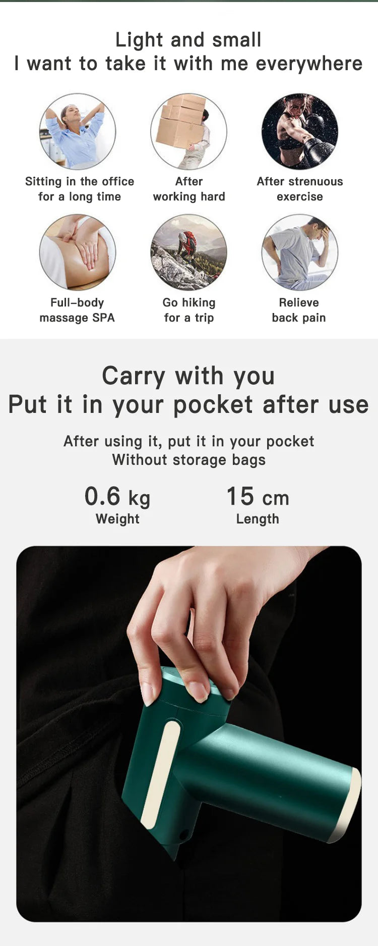 Mini pistolet de massage portable sans fil pour le fascia, pour un soulagement musculaire profond