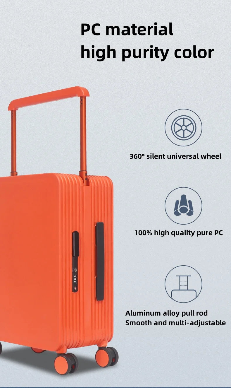 Luxury Wide-Handle Carry-On Suitcase with TSA Lock & Silent Spinner Wheels