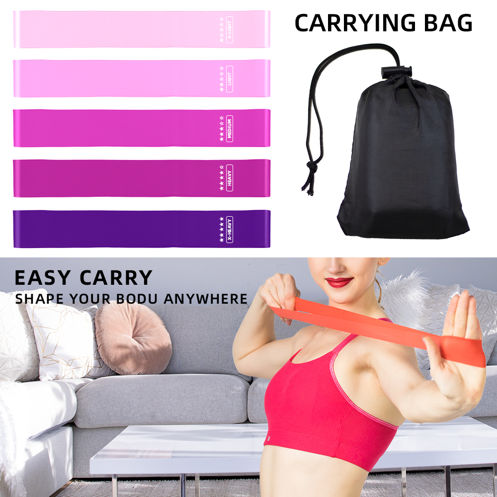 Fabric Resistance Bands Set - Portable 5-Level Loop Workout Bands (With Color Box and Manual)