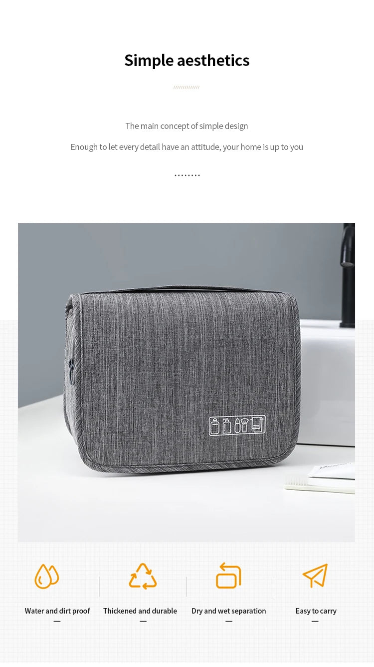 Waterproof Foldable Hanging Travel Toiletry Bag for Men & Women