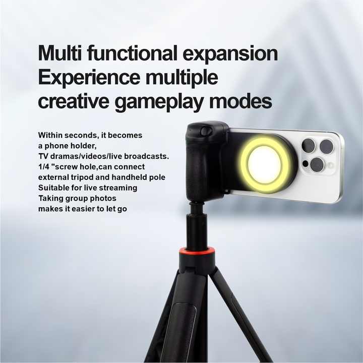 Magnetic Selfie Grip with LED Fill Light & Bluetooth Remote
