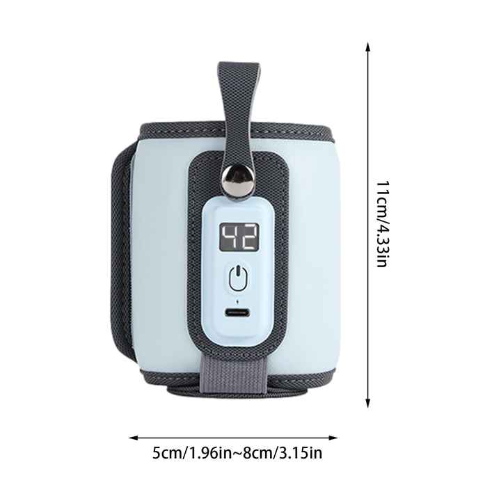 Portable USB Baby Bottle Warmer with 5 Temp Settings & LCD Display
