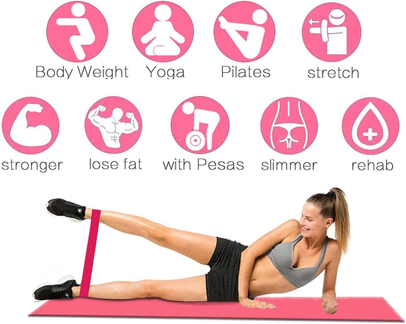 Fabric Resistance Bands Set - Portable 5-Level Loop Workout Bands (With Color Box and Manual)