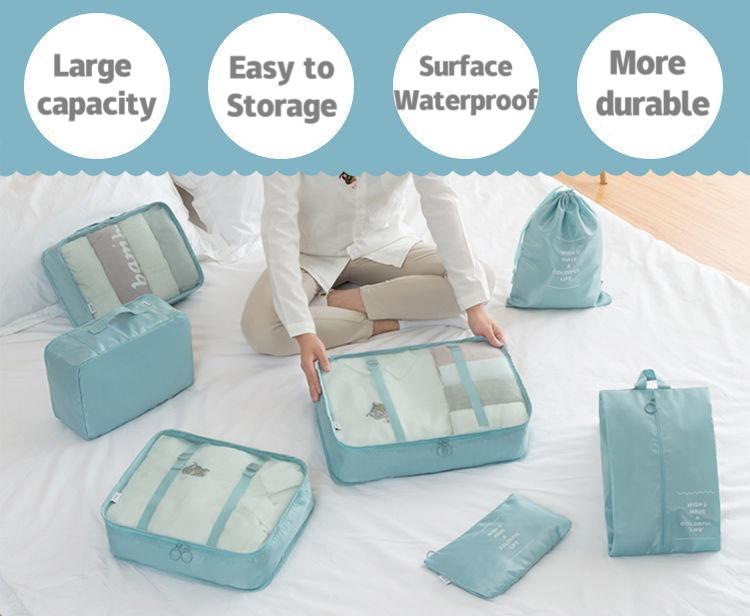 7-Piece Waterproof Luggage Organizers Travel Packing Cubes Set