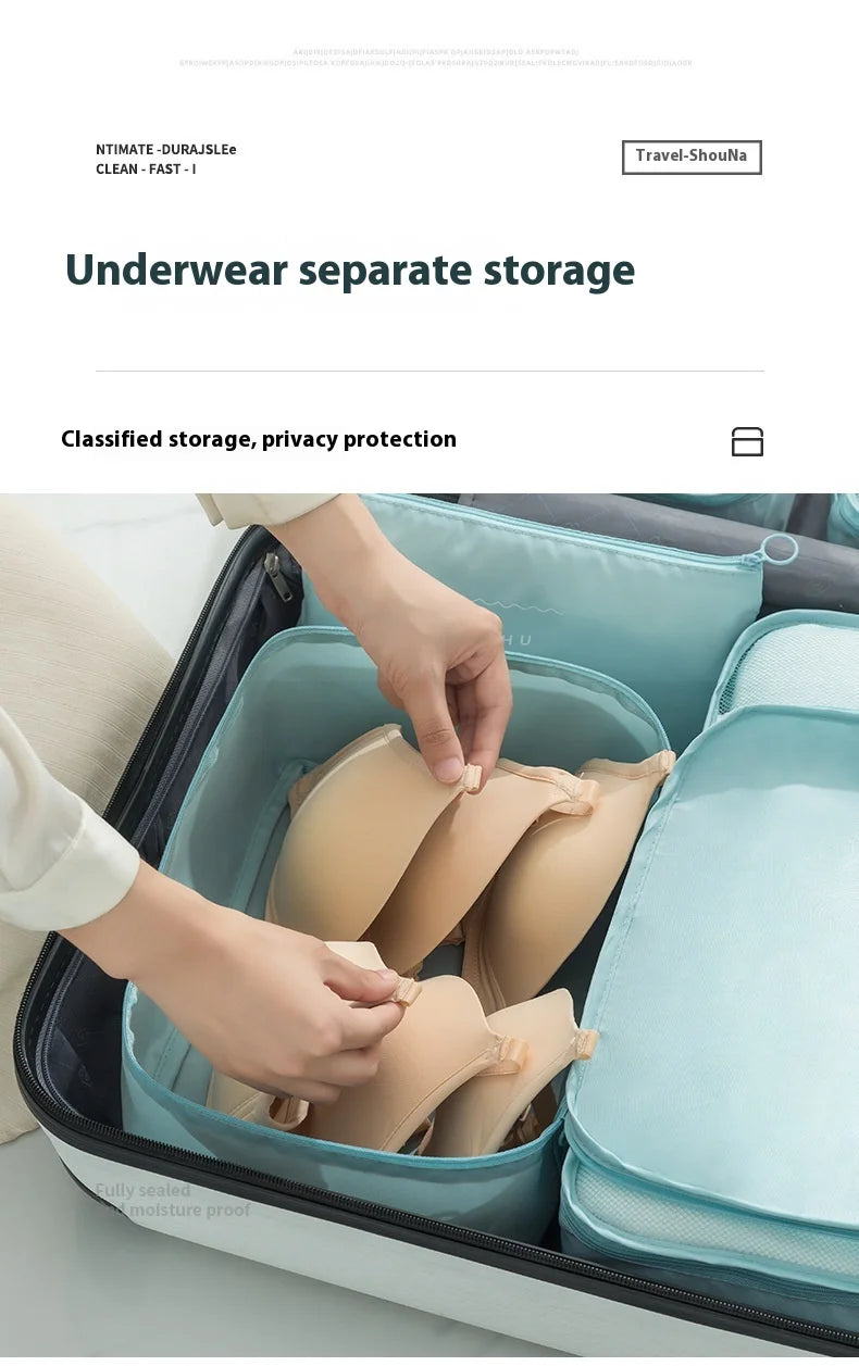 7-Piece Waterproof Luggage Organizers Travel Packing Cubes Set