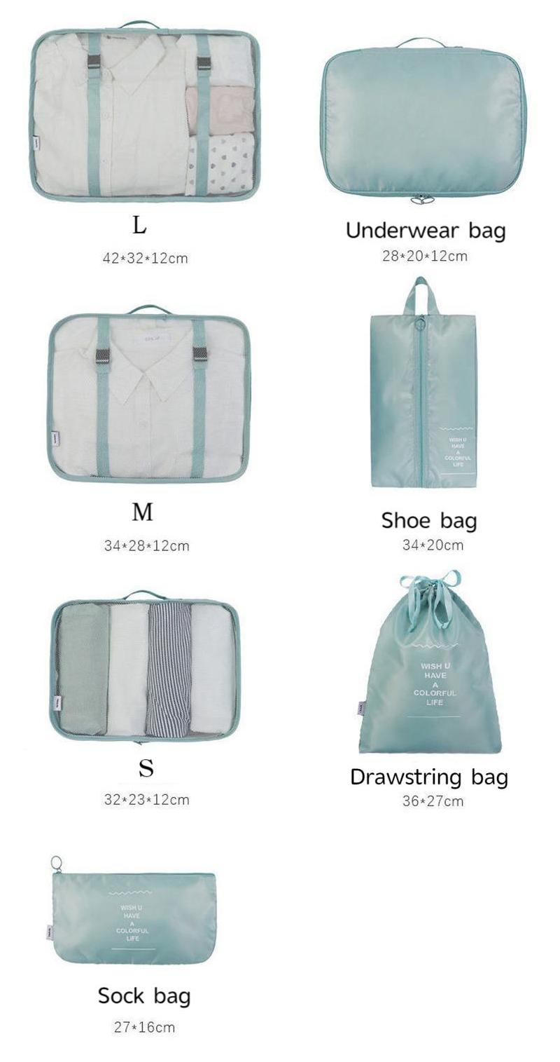 7-Piece Waterproof Luggage Organizers Travel Packing Cubes Set