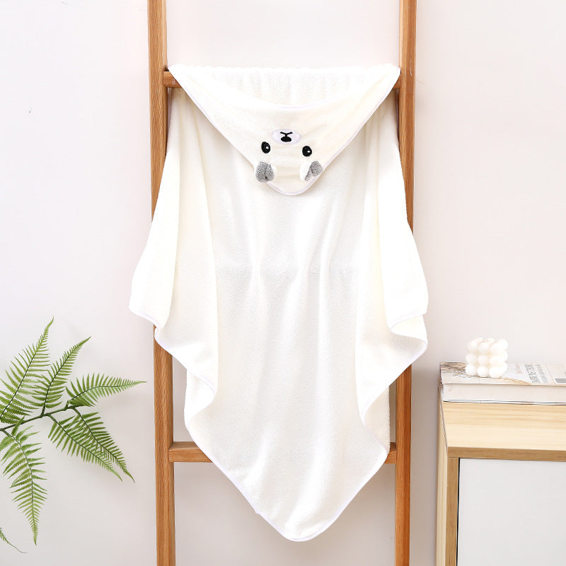 Ultra-Soft Coral Fleece Baby Hooded Bath Towel