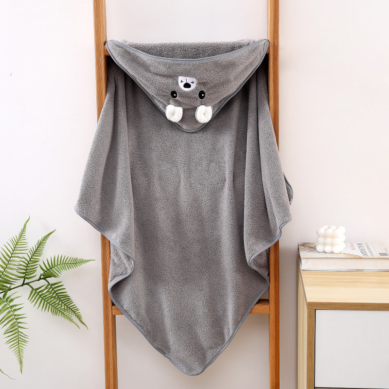 Ultra-Soft Coral Fleece Baby Hooded Bath Towel
