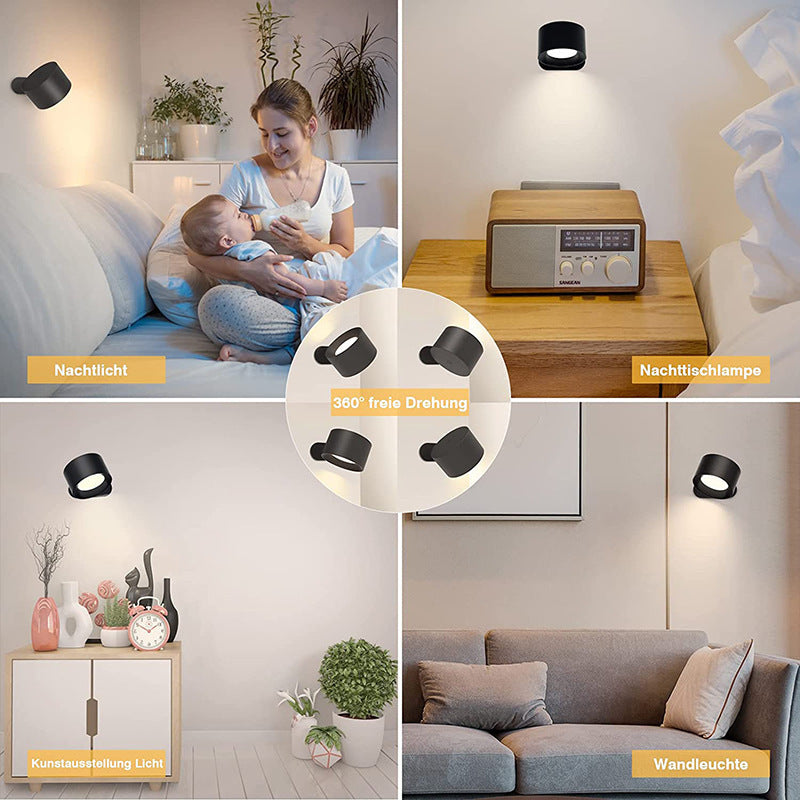 Applique murale magnétique LED rechargeable à 360°