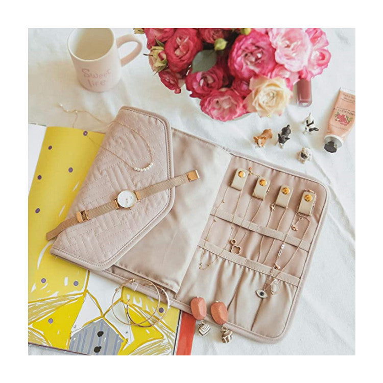 Portable Foldable Lightweight Travel Jewelry Organizer Roll