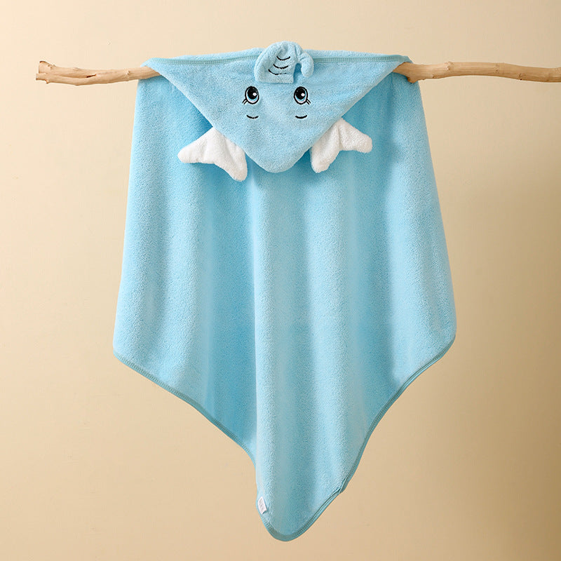 Ultra-Soft Coral Fleece Baby Hooded Bath Towel