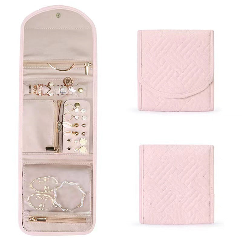 Portable Foldable Lightweight Travel Jewelry Organizer Roll