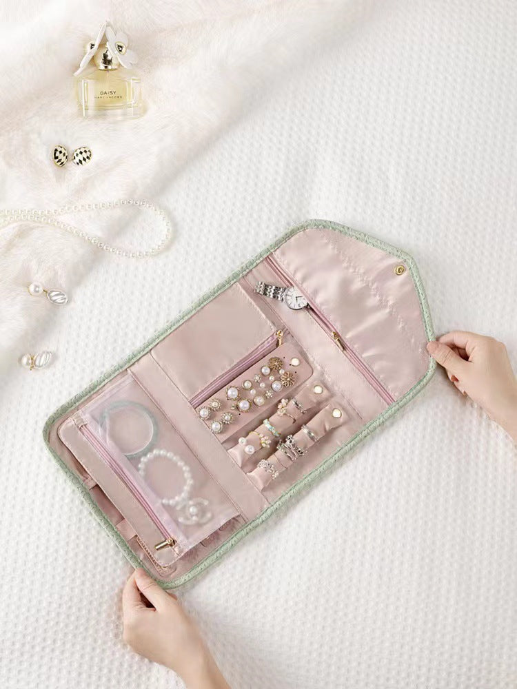 Portable Foldable Lightweight Travel Jewelry Organizer Roll