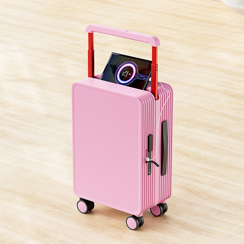 Luxury Wide-Handle Carry-On Suitcase with TSA Lock & Silent Spinner Wheels