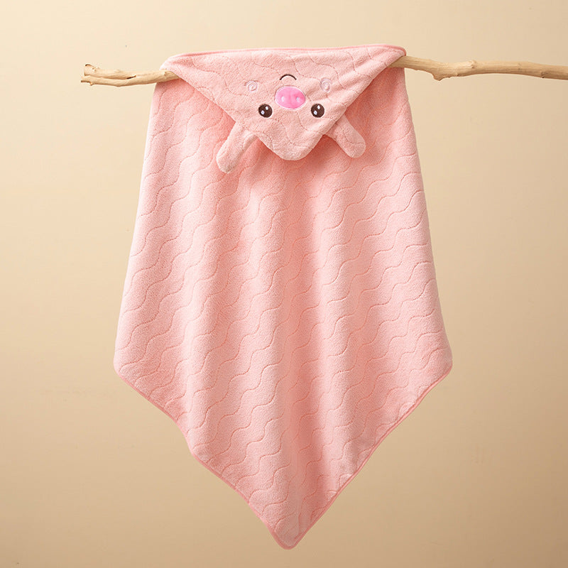 Ultra-Soft Coral Fleece Baby Hooded Bath Towel
