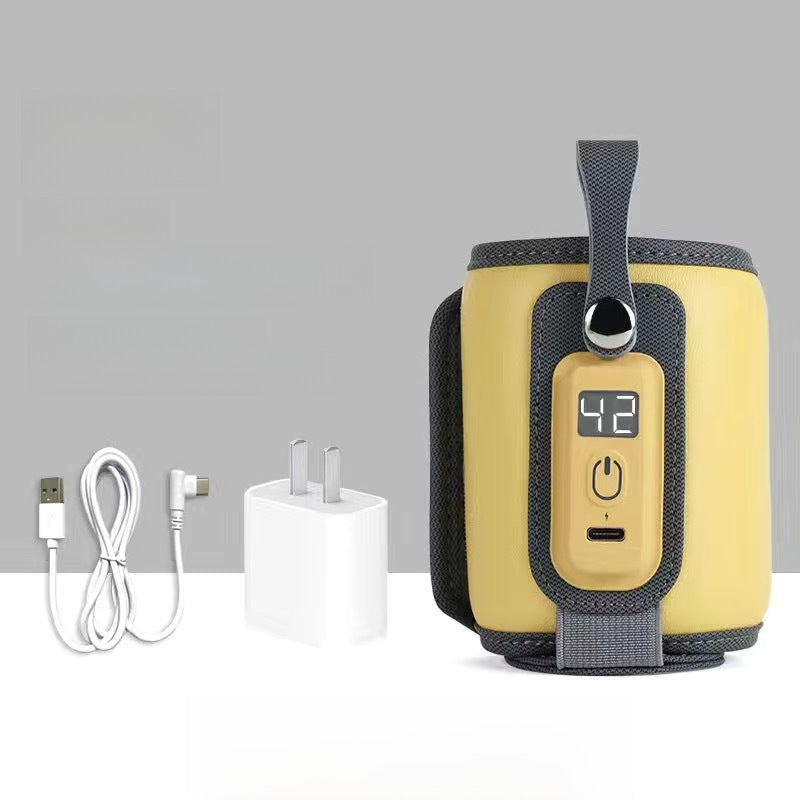 Portable USB Baby Bottle Warmer with 5 Temp Settings & LCD Display