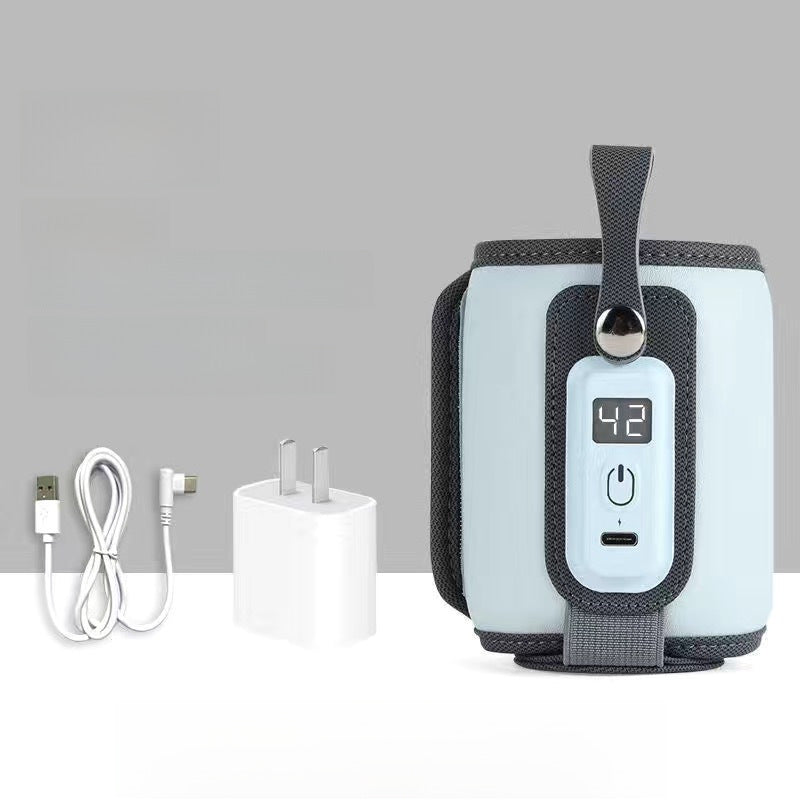 Portable USB Baby Bottle Warmer with 5 Temp Settings & LCD Display