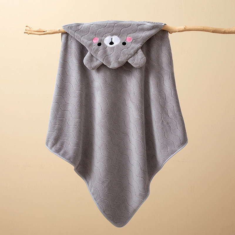 Ultra-Soft Coral Fleece Baby Hooded Bath Towel