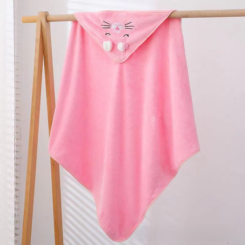 Ultra-Soft Coral Fleece Baby Hooded Bath Towel