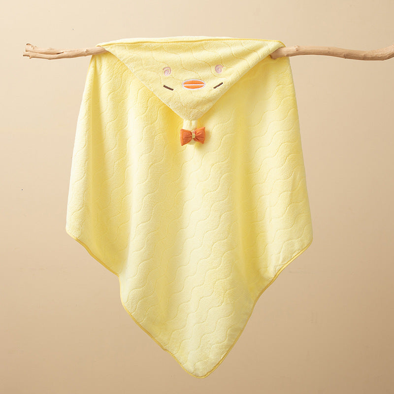 Ultra-Soft Coral Fleece Baby Hooded Bath Towel