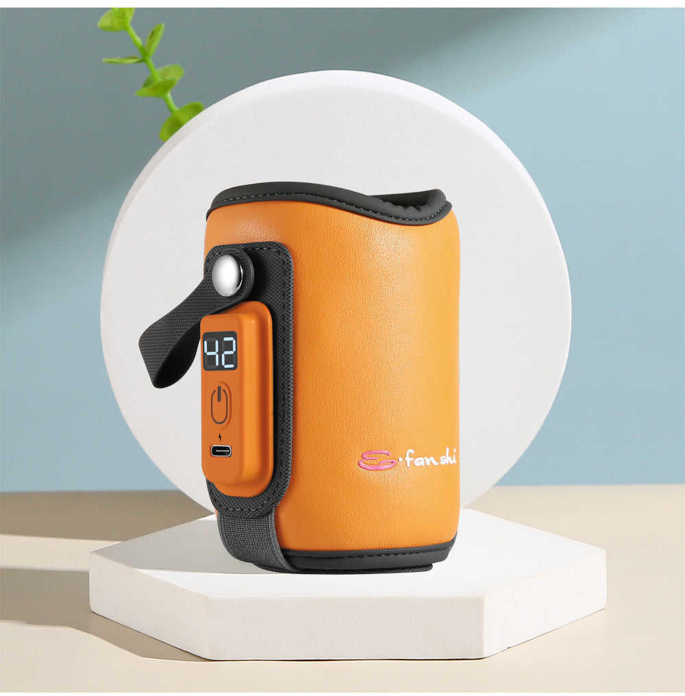 Portable USB Baby Bottle Warmer with 5 Temp Settings & LCD Display