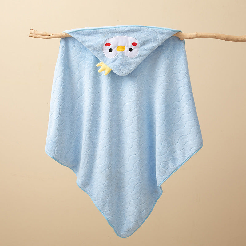Ultra-Soft Coral Fleece Baby Hooded Bath Towel
