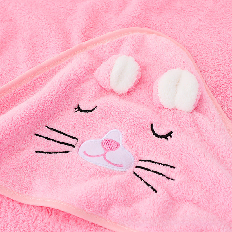 Ultra-Soft Coral Fleece Baby Hooded Bath Towel