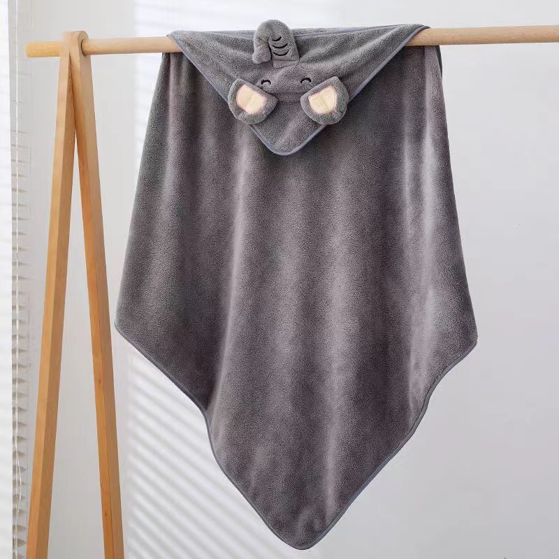 Ultra-Soft Coral Fleece Baby Hooded Bath Towel