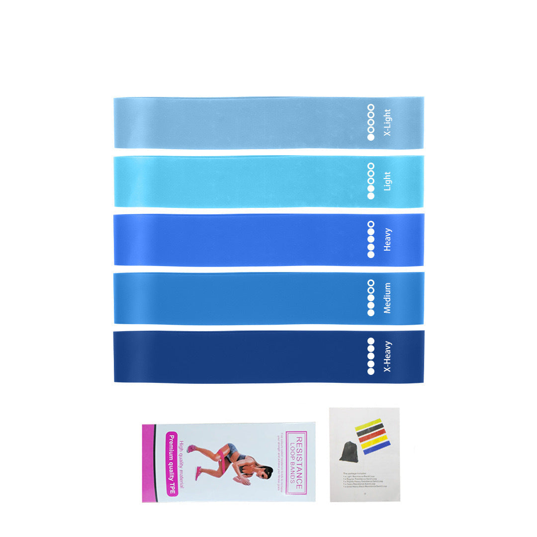 Fabric Resistance Bands Set - Portable 5-Level Loop Workout Bands (With Color Box and Manual)
