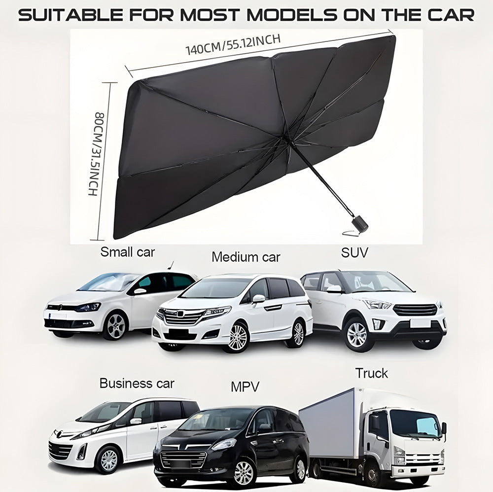 Windshield Sunshade Umbrella, Blocks UV & Heat, Pop-Open Design, Universal Fit