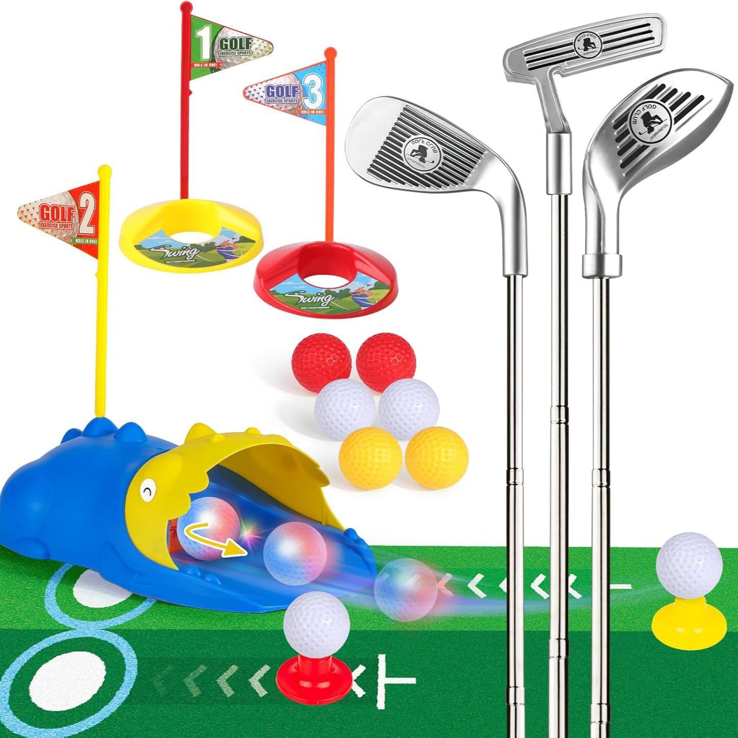 Ensemble de mini-golf pour enfants avec balles LED et retour automatique