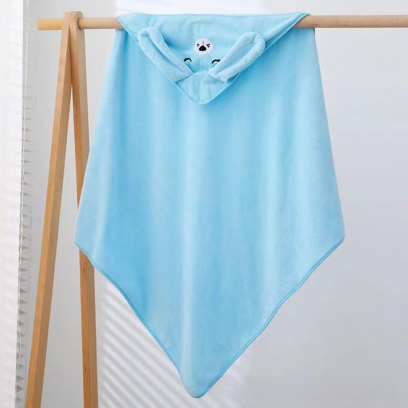 Ultra-Soft Coral Fleece Baby Hooded Bath Towel