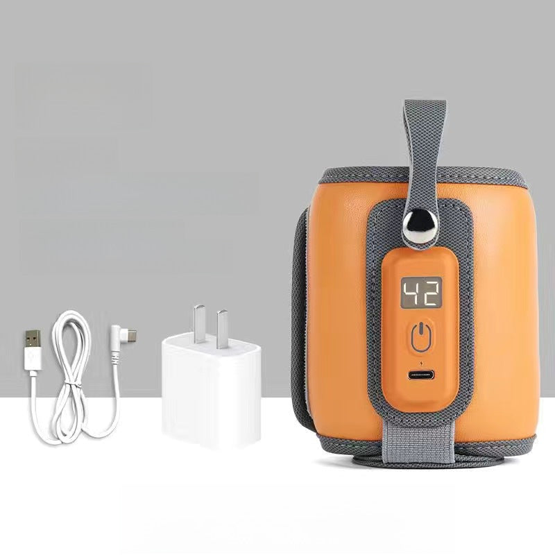 Portable USB Baby Bottle Warmer with 5 Temp Settings & LCD Display
