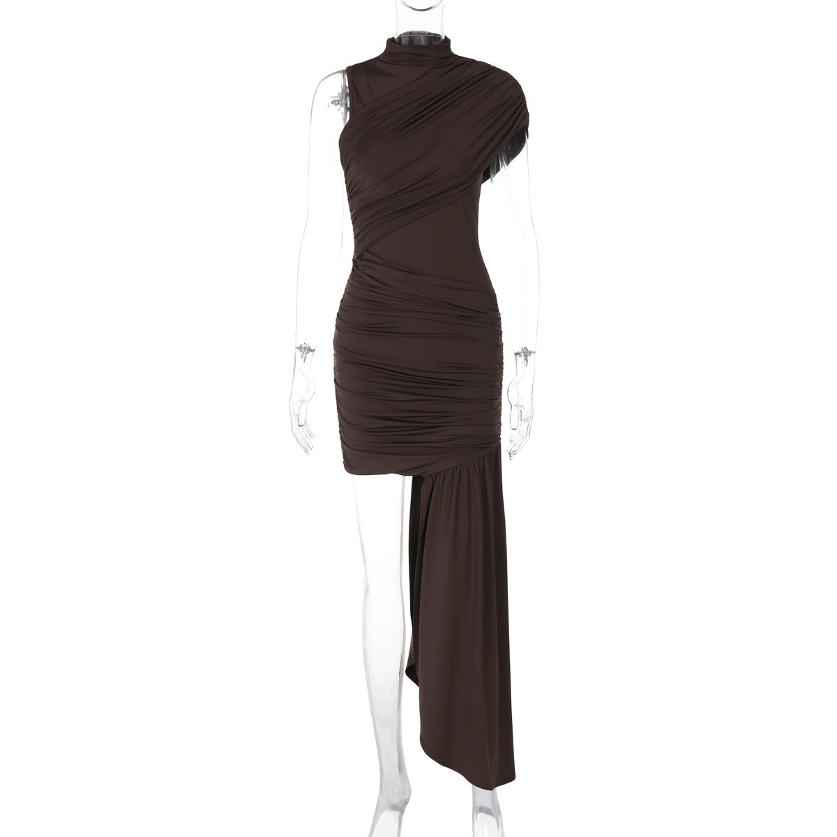 Pleated Elysian Draped Asymmetrical Dress