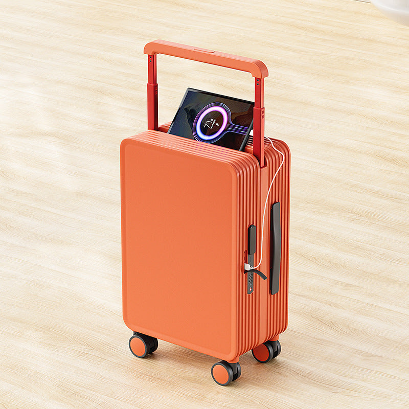 Luxury Wide-Handle Carry-On Suitcase with TSA Lock & Silent Spinner Wheels
