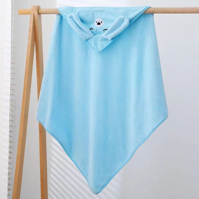 Ultra-Soft Coral Fleece Baby Hooded Bath Towel