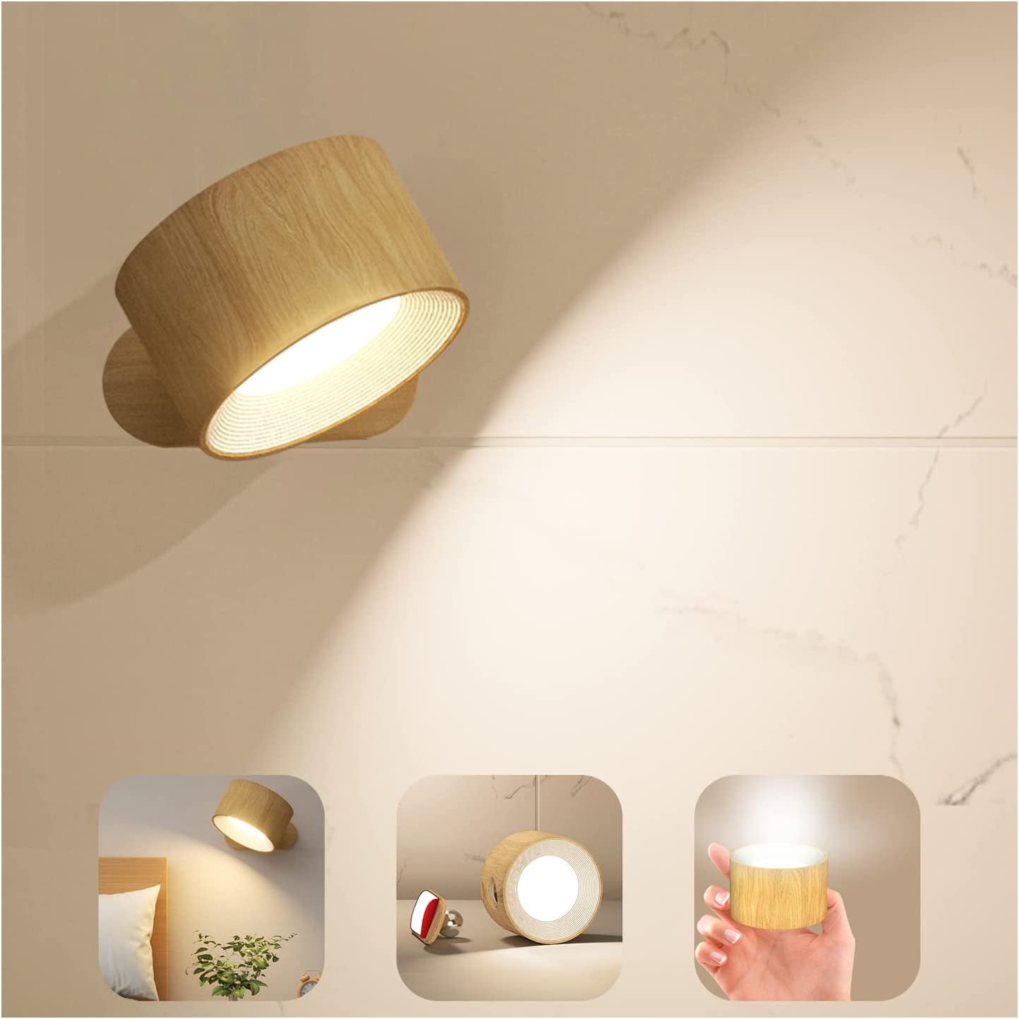 Applique murale magnétique LED rechargeable à 360°