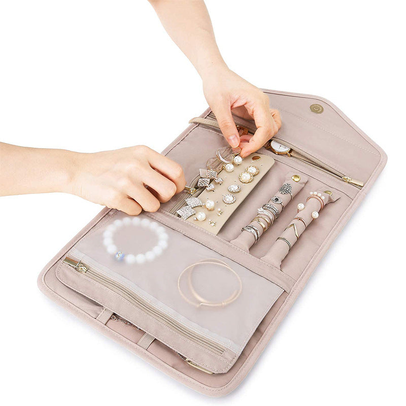 Portable Foldable Lightweight Travel Jewelry Organizer Roll