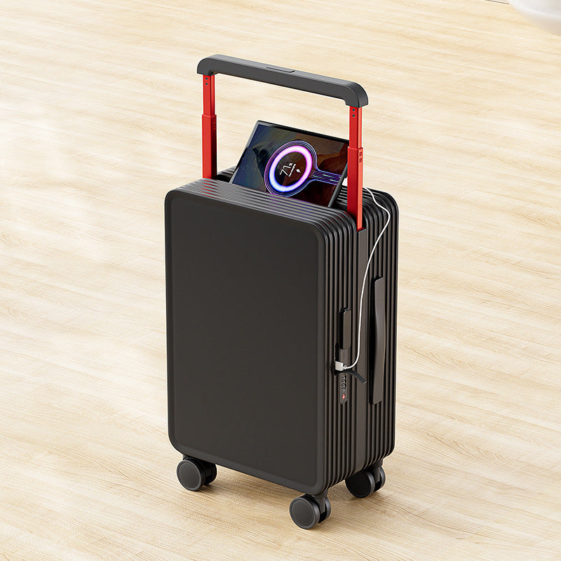 Luxury Wide-Handle Carry-On Suitcase with TSA Lock & Silent Spinner Wheels
