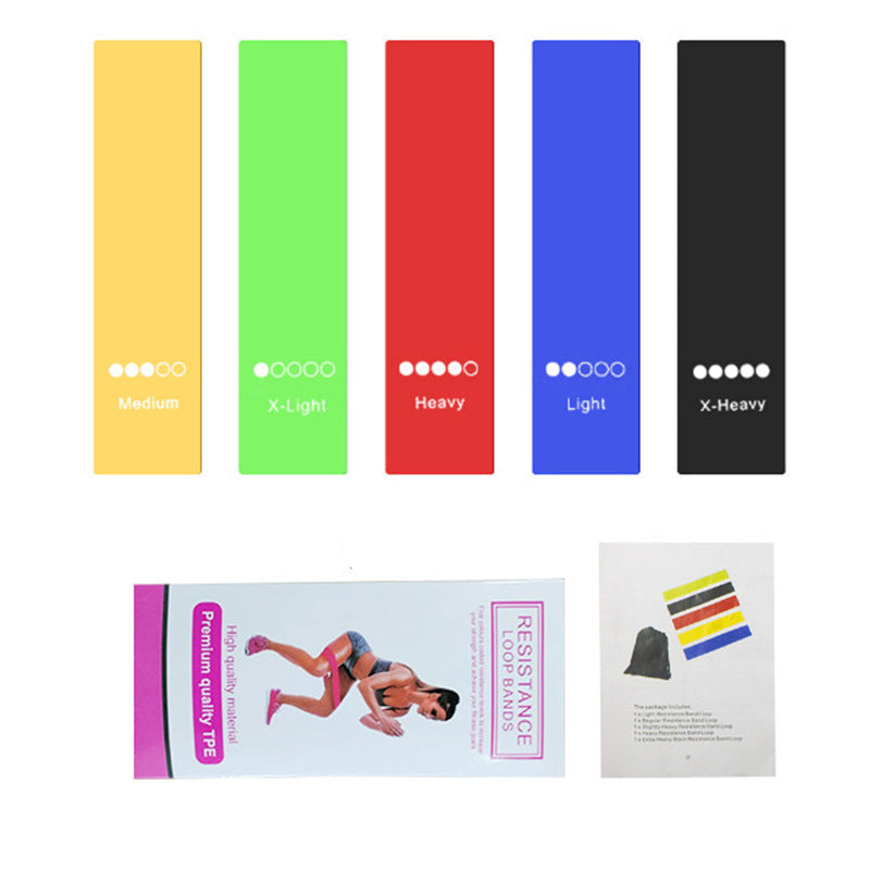 Fabric Resistance Bands Set - Portable 5-Level Loop Workout Bands (With Color Box and Manual)