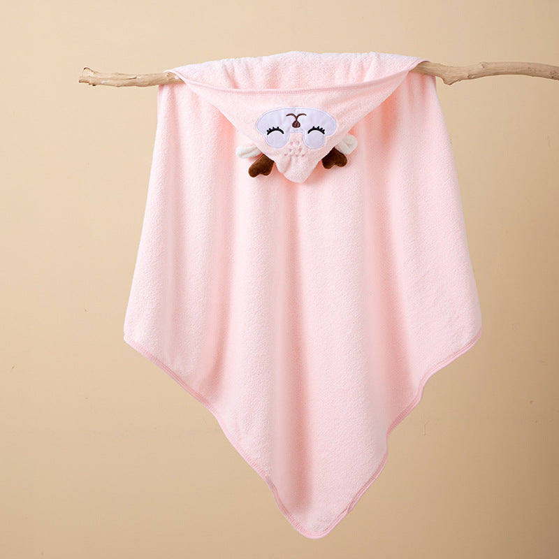 Ultra-Soft Coral Fleece Baby Hooded Bath Towel