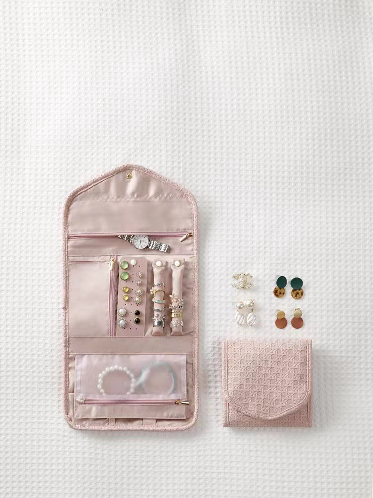 Portable Foldable Lightweight Travel Jewelry Organizer Roll