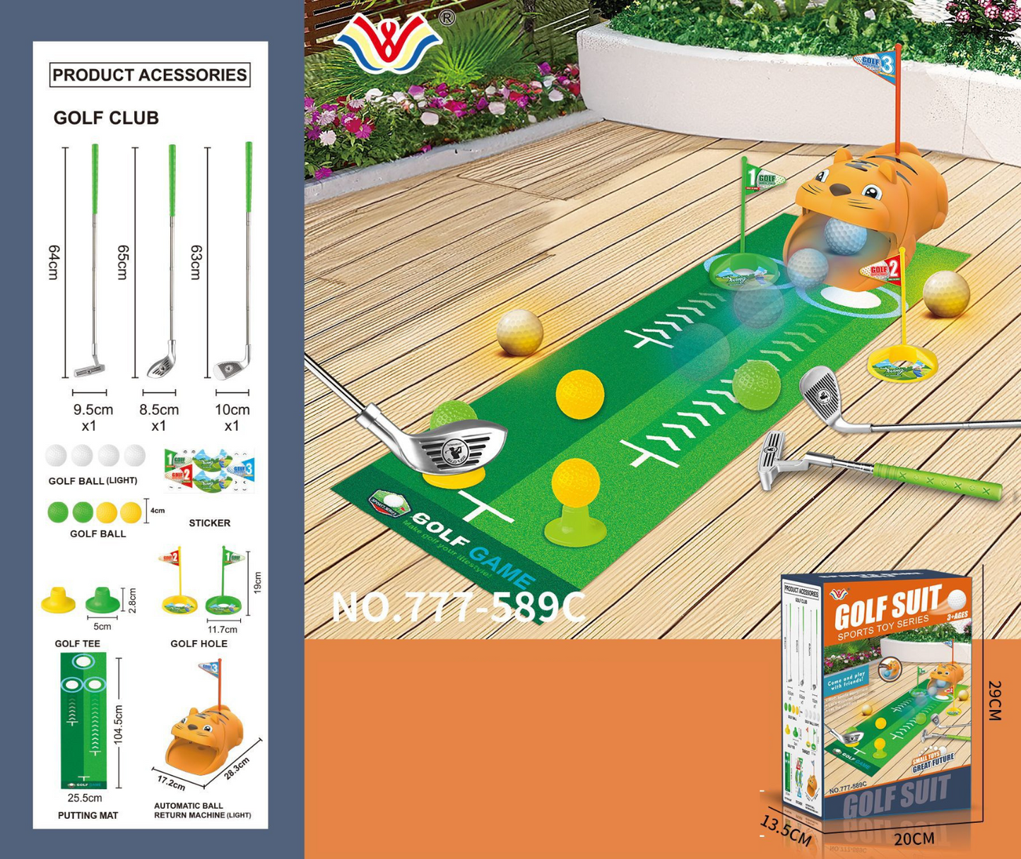 Ensemble de mini-golf pour enfants avec balles LED et retour automatique