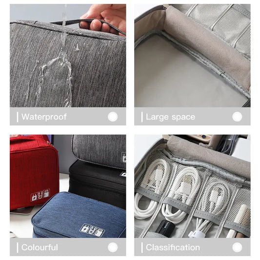 Multi-Functional Waterproof Digital Accessories Organizer Bag for Travel & Work