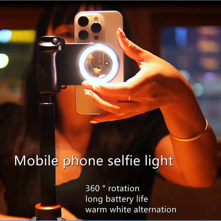 Magnetic Selfie Grip with LED Fill Light & Bluetooth Remote