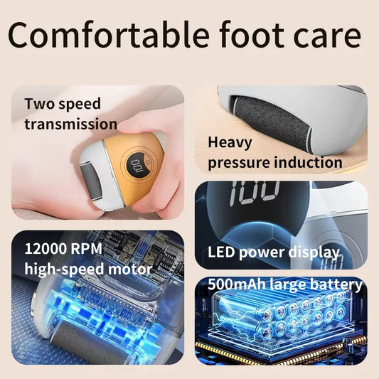 Electric Foot Grinder Callus Remover - Salon-Smooth Feet at Home (With 3 Heads)