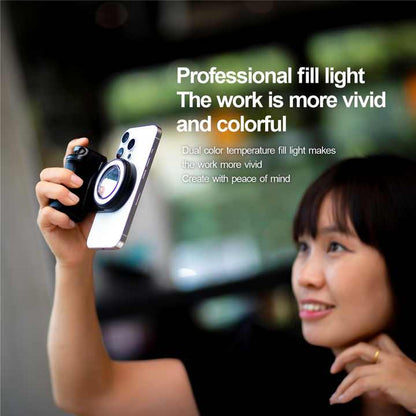 Magnetic Selfie Grip with LED Fill Light & Bluetooth Remote