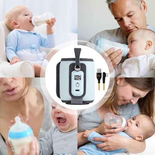 Portable USB Baby Bottle Warmer with 5 Temp Settings & LCD Display