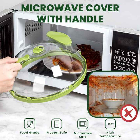 Microwave Splatter Cover with Adjustable Steam Vents & Water Steamer